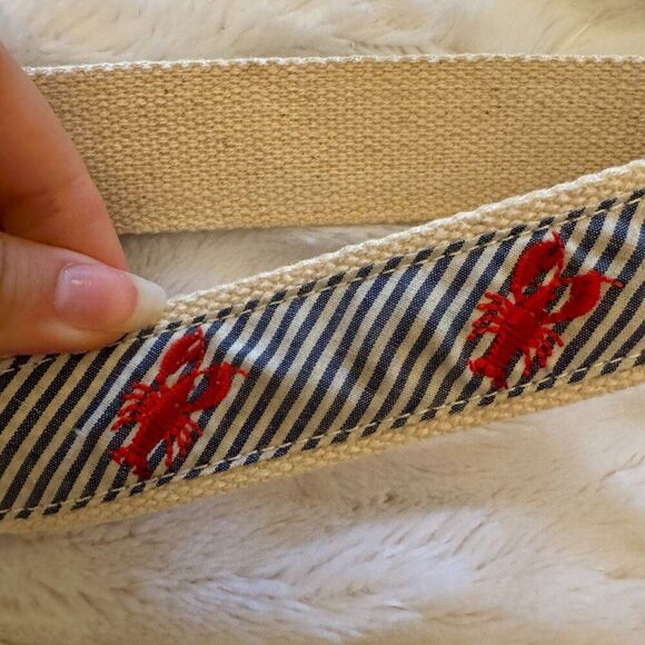J.Crew Blue and White Striped Lobster Ribbon Belt - Picture 2 of 4